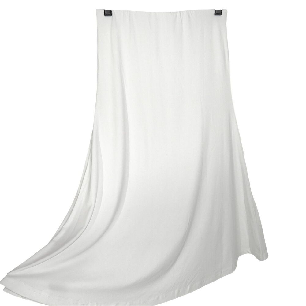 OGL Eco-SkinKiss Soft Stretchy Flowy A-line Midi Skirt White Size XS